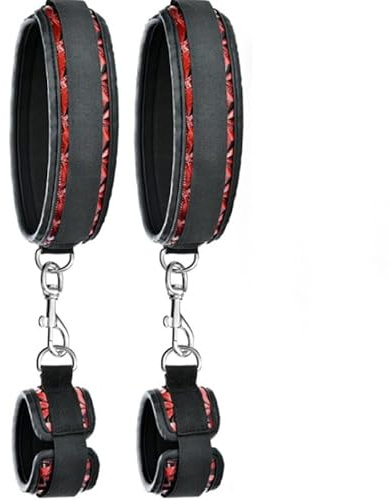 Tredelat svart läderaccessoarset med ventilerande perforeringar. Justerbara remmar begränsar handrörelserna under yoga och passar för olika positioner.