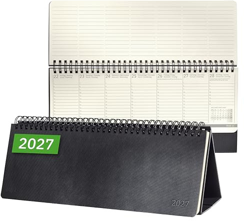 Sigel Calendrier de bureau Conceptum 2027 large couverture rigide | C2780, noir, pour planification claire des rendez-vous, des tâches et des notes