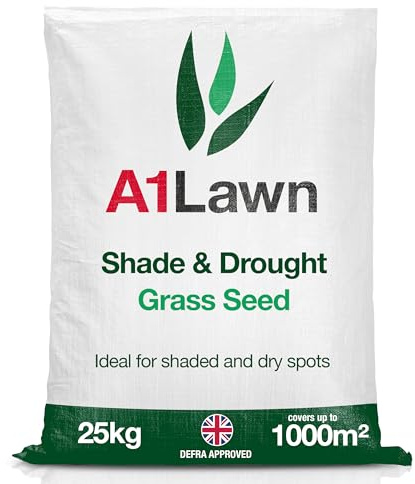 A1 Lawn, Shade & Drought Tolerant Grass Seed - Hard Wearing, Fast Growing, DEFRA Certified, 25kg