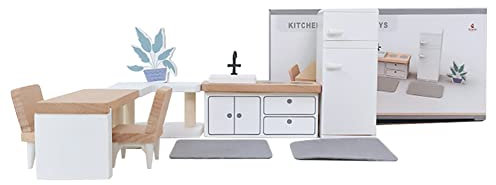 ISAKEN Muebles para Casa de Muñecas, Juegos de Muebles en Miniatura de Madera de Casa de Muneca, Regalo para La Decoración de La Escena de La Vida de La Casa de Muñecas