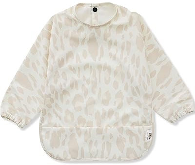 Bubba Bear Lätzchen für Baby mit Ärmel - Abwaschbare Lätzchen mit Ärmeln, Baby Lätzchen für Baby Essen, Ganzkörper Lätzchen für Baby, Ärmellätzchen für Baby, Beikost Baby (Schneeleopard)