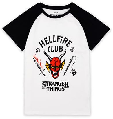 Stranger Things Hellfire Club T-shirt för barn | Pojkar Flickor Hawkins Society Eddie Vit Outfit | Säsong 4 Merchandise