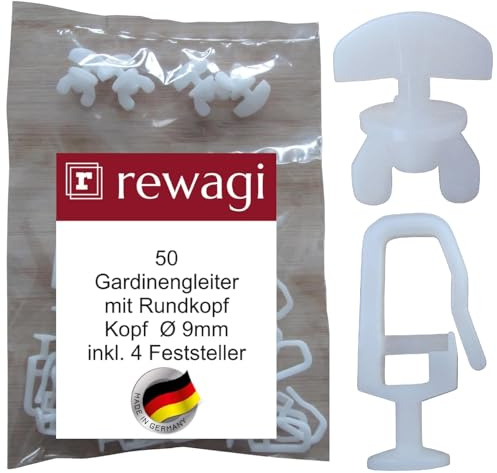 rewagi 50 feltrini con testa tonda Ø 9 mm e 4 fermati, guide pieghevoli, ganci pieghevoli, ganci a clip