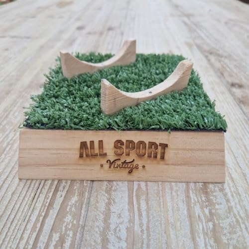 ALL SPORT VINTAGE - Fyrkantig ballongbas i massivt trä och naturligt färgat konstgräs - för rugbyboll, amerikansk fotboll - The Junior. Franskt varumärke.