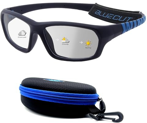 BLUE CUT Sports Protection Goggles, Photochromic Lenses Safety Glasses for Basketball, Pickleball and Outdoor Sports