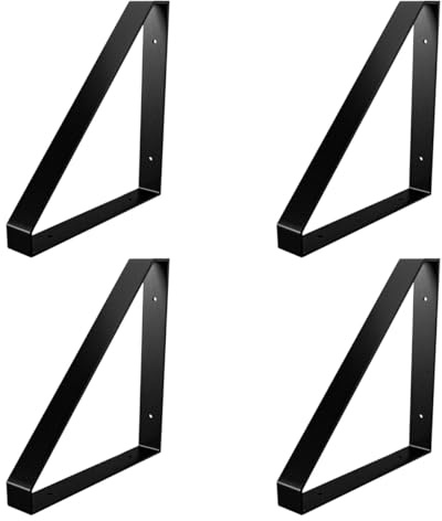 Amig - Set da 4 Staffe Triangolari per Scaffali Industriali - 211 x 261 x 30 mm - Acciaio Nero Opaco - Supporto da Parete per Mensole - Design Funzionale e Resistente - Ideale per Scaffali da Parete