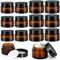 Set di 12 barattoli cosmetici Zeawavsl, barattoli per crema in vetro ambrato, contenitori ricaricabili, contenitori in vetro marrone con coperchi e rivestimento per cosmetici, creme, lozioni