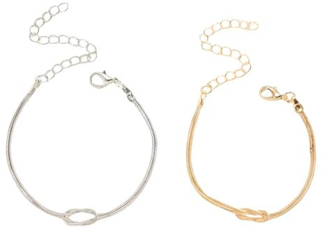 FDEETY 2 Stück Armbänder Set Damen Herren Partnerarmbänder Pärchen Matching Knoten Armbandset Schmuck Armreif Valentinstag Geburtstag Jubiläum Geschenke für Ehemann Ehefrau Freund Freundin