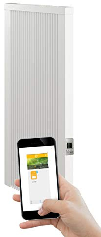 anapont Premium elvärme med W-Lan-appkontroll – ytförvaringsvärmare – elradiator – med minnessten chamotte – med termostat – energisparande – tillverkad i Tyskland