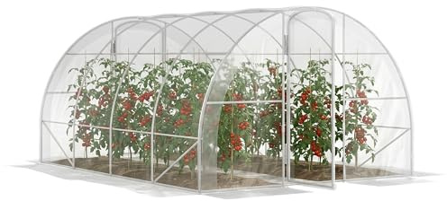 Outsunny Invernadero de Túnel 4x3x2 m Invernadero de Jardín con 2 Puertas Cubierta PE 150g/m² Estructura de Acero Galvanizado y Techo Redondeado para Cultivos Plantas Flores Transparente