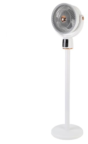 Luocute Oscillating Stående Fläkt, 12 Hastigheter Justerbar Höjd Luftcirkulationsbordfläkt med Fjärrkontroll, Snabb USB -laddningsbar, 12 Timmar Timer för Sovrum Sovsal, 19,7ft