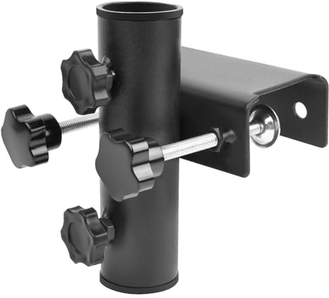 Aéttézoe Sonnenschirmhalter Balkongeländer, Sonnenschirm Halterung Balkon - Universell Klemmbar 2-6 cm, Einstellbar für Schirmrohr 2,5-3,8 cm (Terrassen, Garten, Pool, Deck)