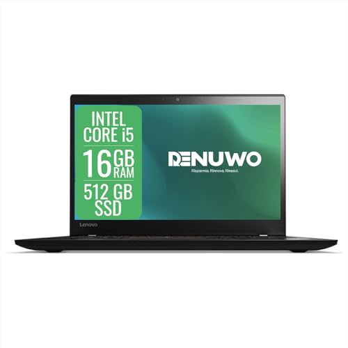 Lenovo Thinkpad Pc Portatile Notebook Intel i5, 16 Gb Ram, 512 Gb SSD, Display da 14, WiFi, Windows 11 Pro + Libre Office (Ricondizionato)