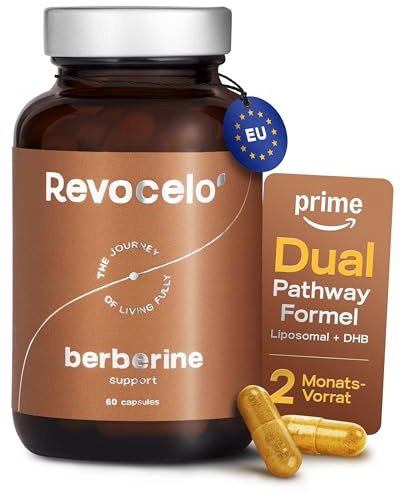 Revocelo Berberina liposomiale + diidroberberina, delicato sullo stomaco, 1 capsula al giorno in capsule resistenti agli acidi, con cromo picolinato e tiamina, 60 capsule vegane