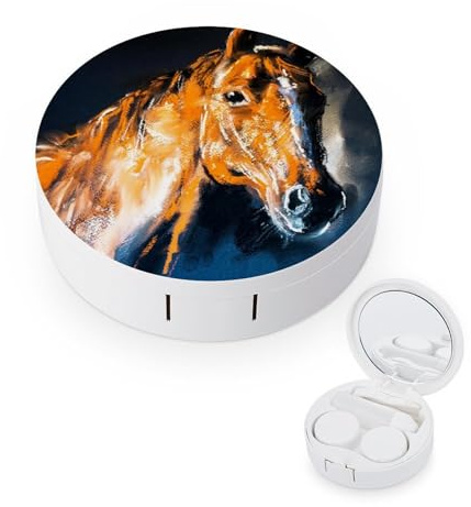 fkgvwo Contact Lens Case Brown Horse Contact Lens Box Travel Kit Portable for Travel & Home