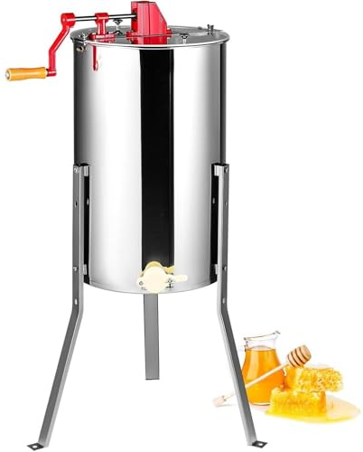 Manual Honey Extractor, Manual Honey Extractor with Transparent Lid, Honey Spinner with Ergonomic Handle,Honeycomb Extraction Centrifuge Equipment,for Beekeeping Starter
