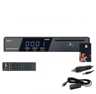 SERVIMAT ARMIS 3 Récepteur Satellite HD + Carte TNTSAT V6 + Câble 12V + Déport IR (ALIM 220V Non Inclus)