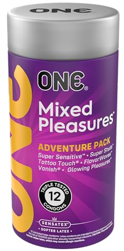 ONE 1 Mixed Pleasures Assorted Condoms, Pack of 12