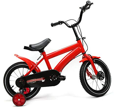 Aohuada Kinderfahrrad 14 Zoll Kinder Fahrrad Laufrad Kinderrad Kinderrad Fahrrad Rad Bike Kid Balance Baby Lernen Reiten Bike mit Handbremse und Rücktritt Stützräder (Rot)