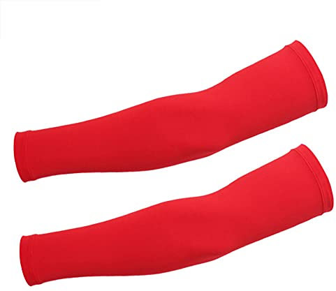DETUCK Armsleeves UPF50+ - Mangas de ciclismo con protección solar, enfriamiento, seda de hielo, absorbe el sudor, secado rápido, transpirable, alta elasticidad, mangas anti-UV (un par), rojo claro, M