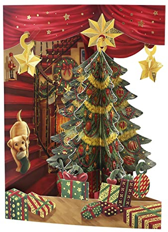 SANTORO Tarjeta de felicitación 3D emergente, árbol de Navidad, para niños, familia, festiva