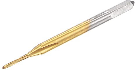 sourcing map Gewindefräser Metrisch M1 x 0,25 Titanbeschichtetes Kobalt HSS (Schnellarbeitsstahl) 3 gerade Schneiden Mikrogewindebohrer für Uhren