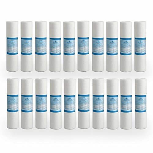 Bellerofonte Filtro Sedimenti 10 Pollici 25 Micron. Elimina Sabbia, Fango, Particelle di ruggine e impurità sospese fino a 25 Micron in Polipropilene 20 pezzi