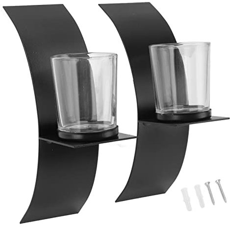 Yosoo Health Gear 2 Ensembles de Bougeoirs Muraux en Fer, Support de Plateau de Bougie en Forme d'arc Tridimensionnel, Ensemble de Deux Appliques pour Mariages, Décoration de Maison, Porche, Cour,