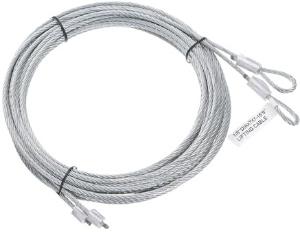 uxcell 2 Pcs 15.6ft Garage Door Cable 3mm Diameter Torsion Spring Wire Cable for 14ft Garage Door, Galvanized Steel