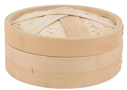 Luminexia Cestello per Cottura a Vapore,Kitchen Vaporiera Bamboo 1 Livello /2 Livello con Coperchio per Cottura A Vapore Verdure Carne di Pesce,Piroscafo Fatto a Mano in bambù,9 Misure