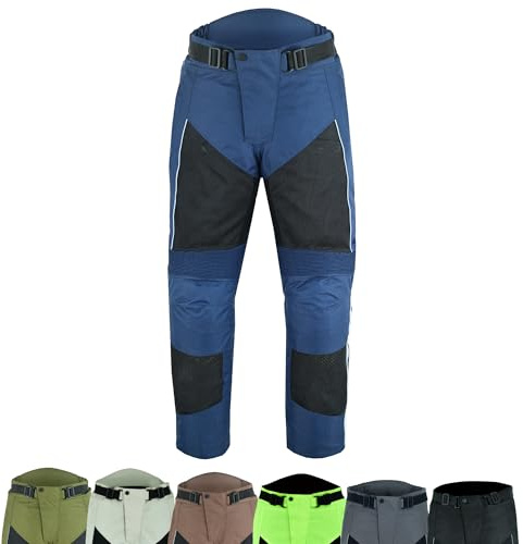warrior gears Mens Air Mesh and 600D Cordura Textile Motorcycle Trousers CE Protective Armoured Textile Racing Motorbike Pants with Mesh and Waterproof Lining Breathable Bikers Textile Clothing