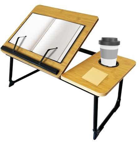 Support de livre pour lire au lit, support de livre en bambou pour lire les mains libres, accessoires de lecture portable avec plusieurs angles réglables, convient pour livre, manuel scolaire,