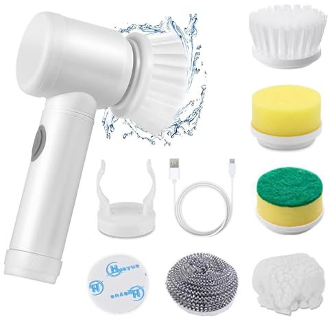 Elektrische Reinigungsbürste, Elektrische Bürste mit 5 austauschbaren Bohrbürstenköpfen, Spin Scrubber für Badezimmer, Küche, Waschbecken, und mehr