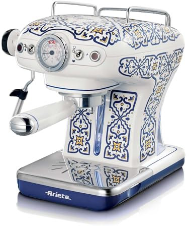 Ariete Cafetera Capri 1389, 850 W, capacidad del tanque 0,9 L, filtro ½ tazas, bandeja de goteo, capuchino