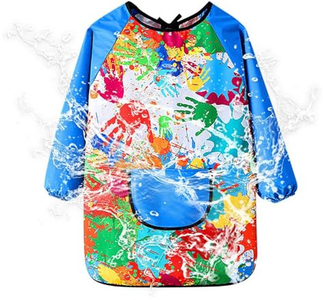 Malkittel Kinder, Malerkittel Schule 1. Klasse, Malschürze Kinder Malerkittel Für 7-12 Jahre Mädchen Junge, Wasserdicht Malkittel Bastelschürze,Geeignet Für Basteln, Malen, Backen Und Kochen