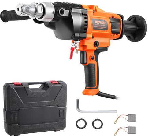 VEVOR Trapano a Carotaggio Diamantato Portatile, con Diametro di Perforazione 20 a 160 mm Macchina Carotatrice per Calcestruzzo Robusto 2000 W con Custodia per Trasporto, per Perforare Calcestruzzo