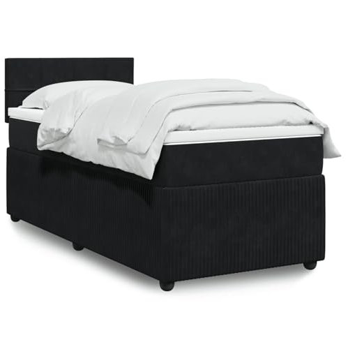 qohoio Boxspringbett mit Matratze Schwarz 90x200 cm Betten Bett Mit Matratze Bett Boxspringbett Schlafzimmer MöBel Samt - 3287652