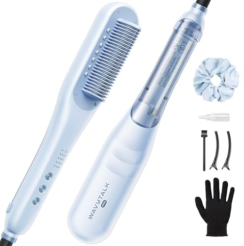Wavytalk Pro Steam Hair Straightener Brush, Steamline Pro 3 in 1 Straightening Brush, Steam Reduces Damage, Nourishes Hair, and Expedites Straightening
