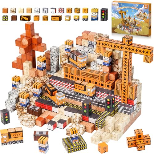 Lubolee Bloques Magneticos Construccion Niños, 150 Piezas Magneticas Niños,Juguete Creativo para 3-12 Años, Montessori Juego Bloques de Construcciones Magneticas