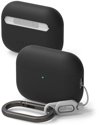 Ringke Silicone for AirPods Pro 3 Case with Carabiner [Soft Premium Liquid Silicone] Slim Oil & Smudge Resistant Shockproof Protective Cover - Black