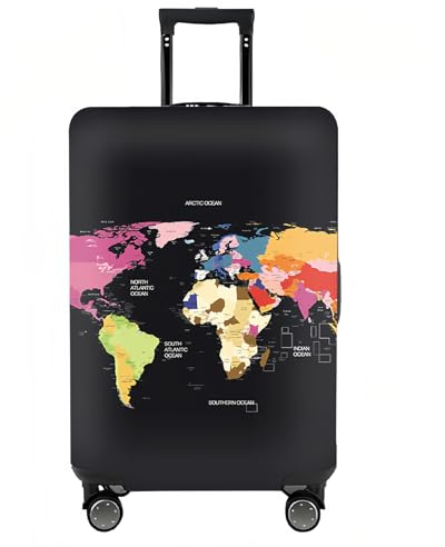Wefaly Elastique Housse de Valise, Housse de Valise de Carte Réutilisable Fibre de Charbon de Bambou Bagages de Voyage Couverture Compatible avec la Plupart des Sacs 26-28 Pouce Valise (Noir, L)