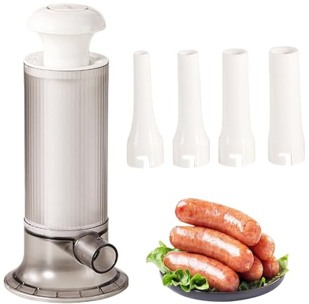 Embutidor de salchichas – Prensa de albóndigas, embudo, tubos de relleno de carne manuales, herramienta de relleno de salchichas | Kit dispensador manual para cocinar y preparar alimentos caseros en