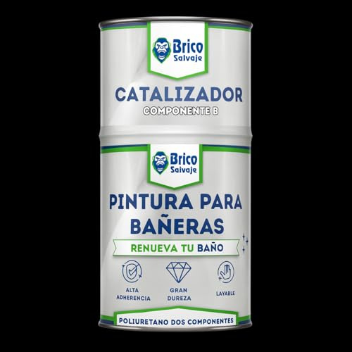 BRICOSALVAJE Pintura para Bañeras Acabado Mate | Poliuretano 2 Componentes 600+150 | Renueva tu Bañera sin Obras | Fácil Aplicación con Rodillo o Brocha en Baños Interiores (Negro)
