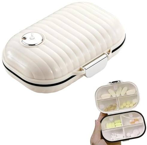 AMONENZ Pastillero Viaje, Pastilleros Semanales con Registrador de Tiempo/Uso, Portátil Caja de Pastillas, 7 Compartimentos, para Pastillas y Baratijas