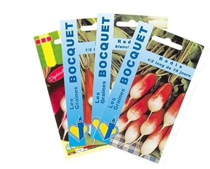 Sachet de graines de Lot de Radis Allongés (4 sachets de graines à semer) - 40 g - LES GRAINES BOCQUET