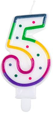 Boland 31065 – Birthday Candle Number 5, Five with Candle Holder, Plug, Skewer, Mini Candle, Cake Candle, Cake, Birthday, Children's Birthday, Nursery, Decoration, Gift