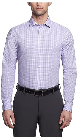 Unlisted by Kenneth Cole Slim Fit Check Spread Collar Dress Shirt Camicia da Cerimonia Uomo