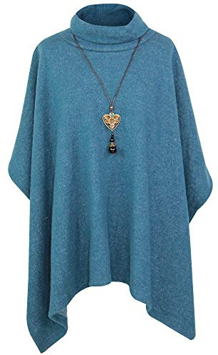 Storm Island Ladies Italian Poncho Cowl Neck top Winter Warm Moher Women Plus Size Fashion (Teal, One Size Fit for 12-26 UK)