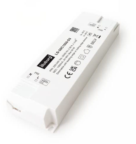 illuburg Trasformatore LED Dimmerabile TRIAC 1050mA Corrente Costante 25W - 50W per Lampada LED Alimentatore Driver