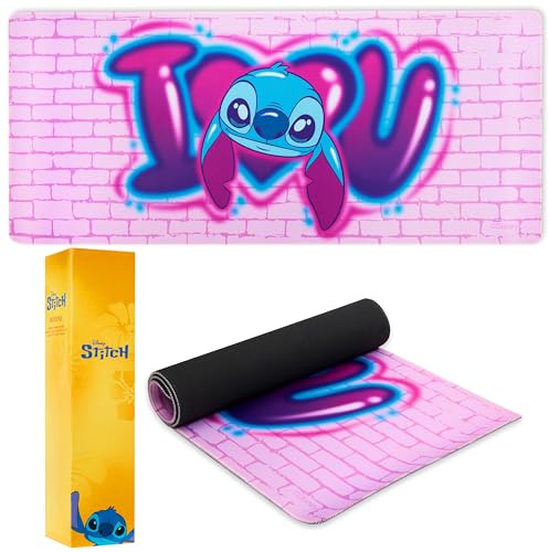 Disney Tapis de Souris XL Dessous de Bureau Mouse Pad Format 80x36 cm Accessoire de Bureau Lilo et Stitch Mandalorian (Rose Stitch), 2528